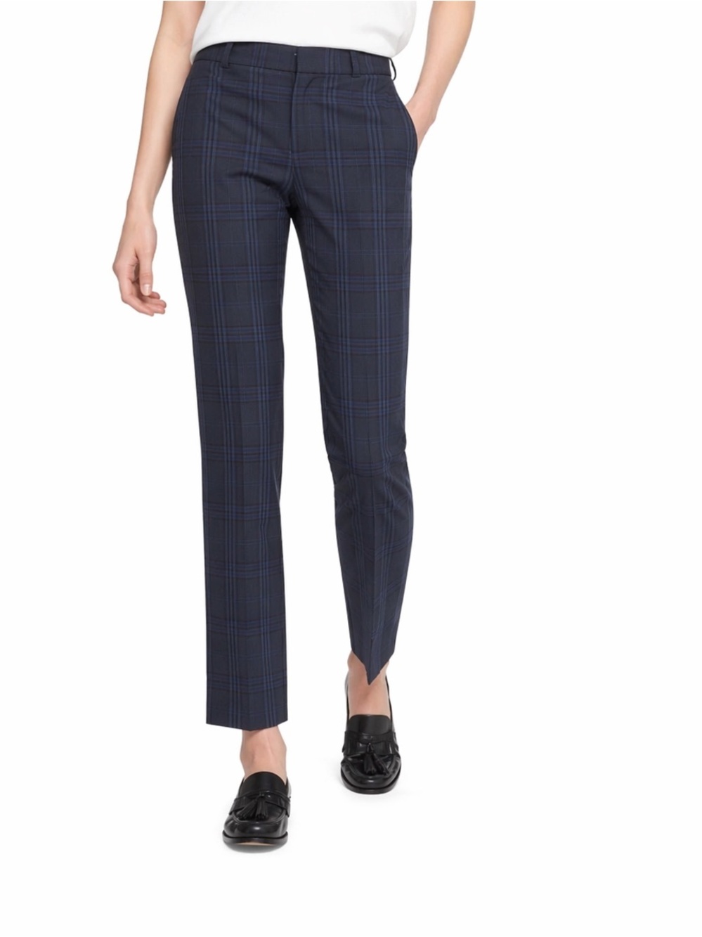 Banana Republic Navy and Blue Plaid Dress Pants